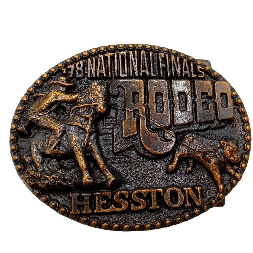 1978 Hesston NFR Belt Buckle Calf Roper National Finals Rodeo Western Vintage